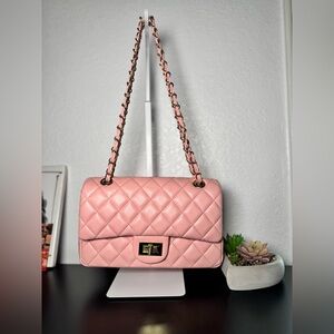 Chic Pink Quilted Shoulder Bag